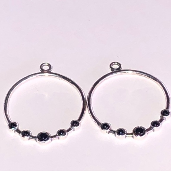 Pandora Black Onyx Compose Earrings 925 Ale - Picture 6 of 7